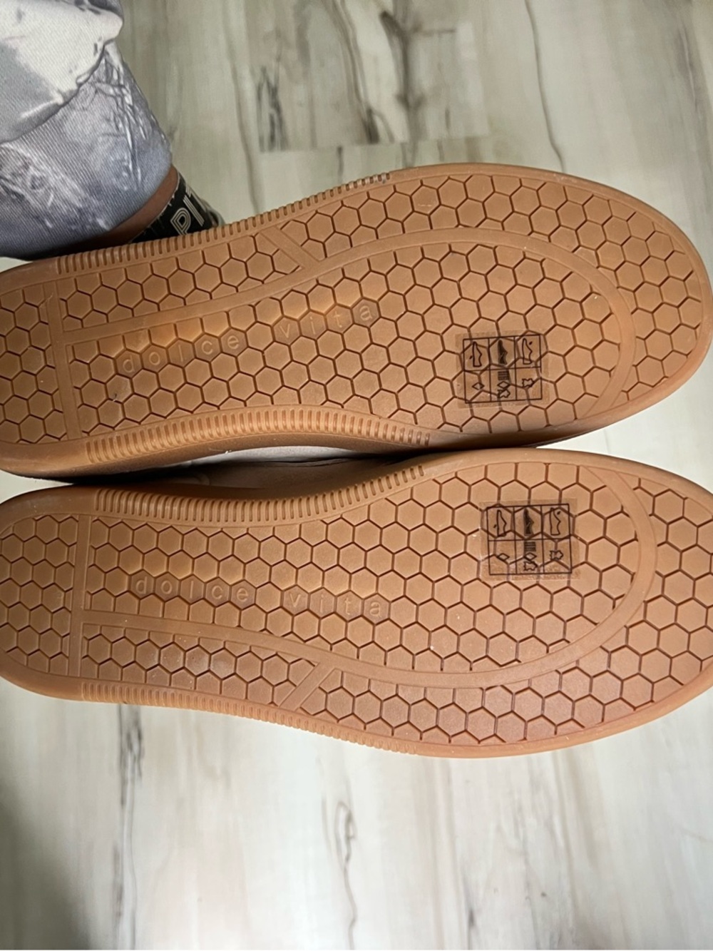 Dolce Vita Suede Sneakers in Light Beige & White with Gum Sole - Picture 5 of 8